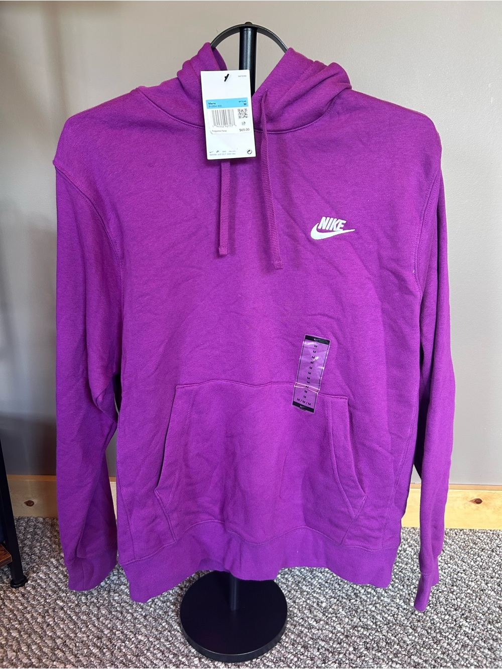 Nike Magenta Hooded Pullover with White Swoosh